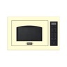 A Lofra microwave oven with a cream-colored exterior and a black door window and control panel, shown against a plain white background.