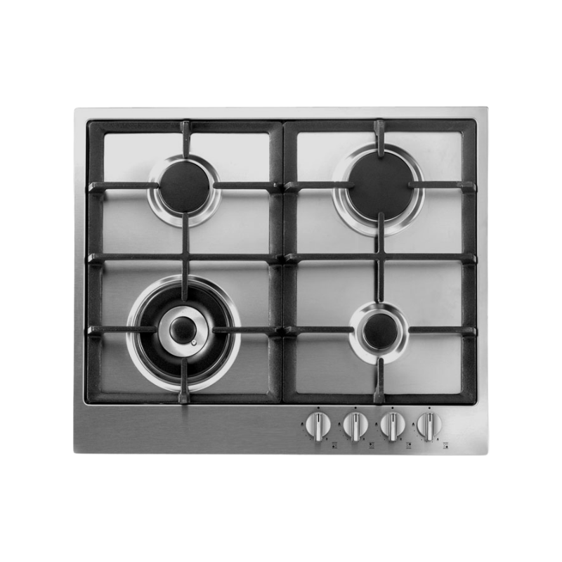 Italian Hob 4 Gas Burner with Wok Cast Iron Stands – 60cm