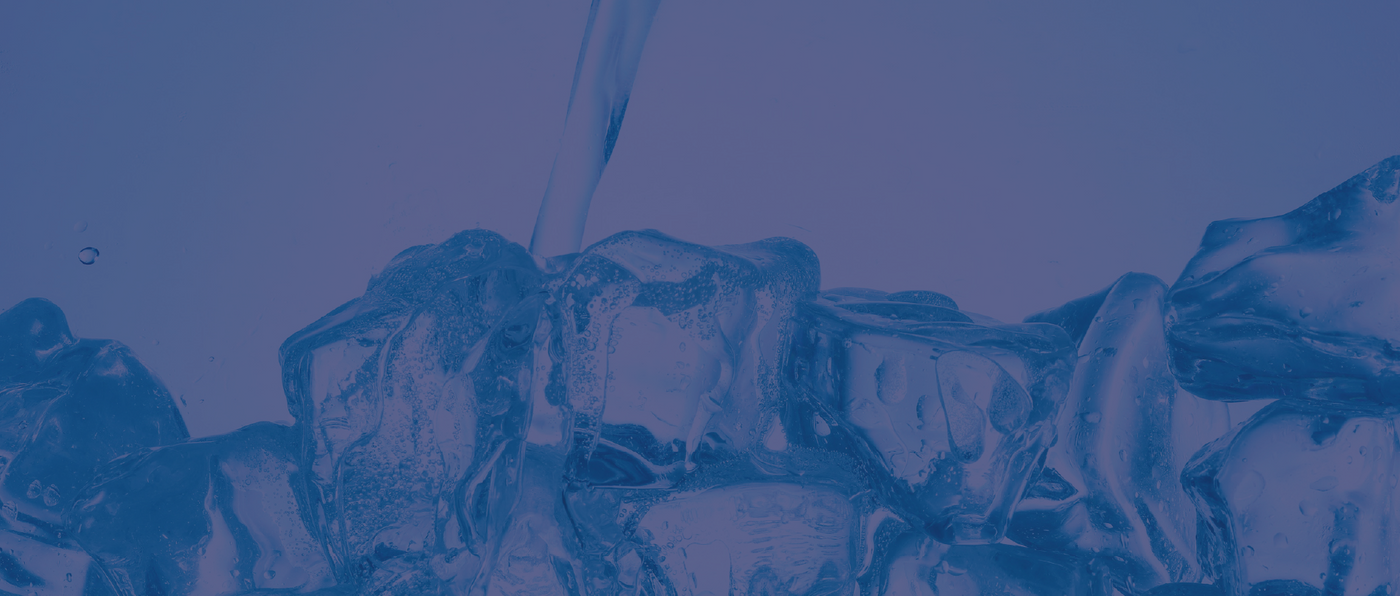 Ice cubes with a blue tint